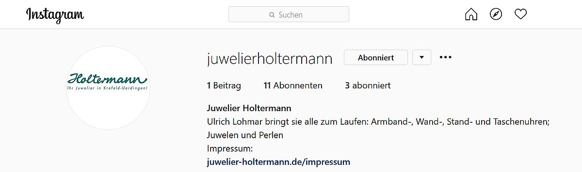 18.03.2020: Kunde: Juwelier Holtermann - Profil Instagram